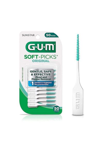 GUM 50 Pieces Toothpick Soft Picks Interdental Cleaning Interface Brush