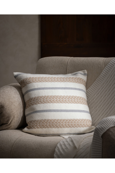 Madame Coco Alizé Throw Pillow Cover - Beige/White/Grey - 45X45 cm