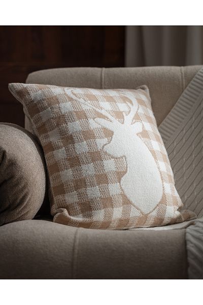 Madame Coco Ombre Throw Pillow Cover - Beige/White - 45X45 cm