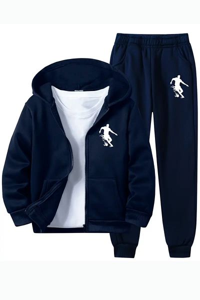 Merry Store Set de trening pentru băiat, cu fermoar, imprimat cu caracter de fotbal