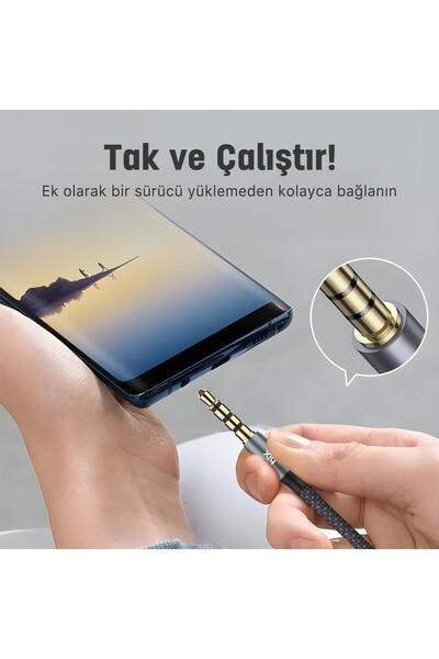 Bix Hi-fi 3.5mm Erkek To Erkek Örgülü Aux Ses Kablosu 1.5 Metre