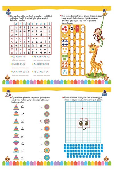 Harika Çocuk Yayınları 6 Yaş 1 . Sınıfa Hazırlık Seti - Ilkokula Başlayacaklar Için Çizgi Çalışmaları Matematik Kodlama Ve