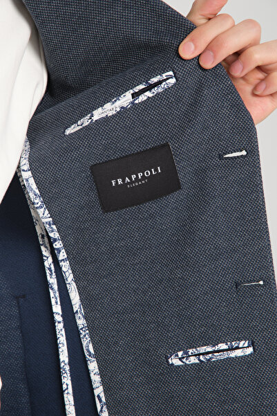 Frappoli Dantae Erkek Lacivert Likralı Esneyen Kumaş Slim Fit Spor Blazer Ceket