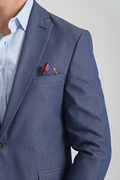 Frappoli Agabio Чоловічий темно-синій блейзер зі смужками та монокомірцем, slim fit