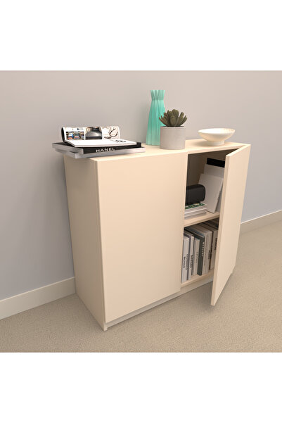 RAFKESTİR Alina Suntalam Kitaplık Ufak Boy - Kapaklı Krem ( Parlak )