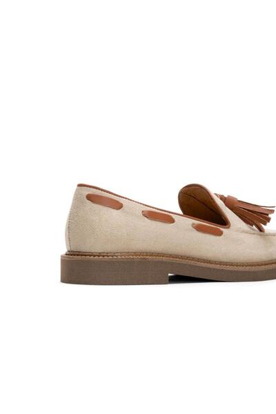 EMIENZA Flora Kuşgözü Detaylı Püsküllü Süet Kadın Loafer