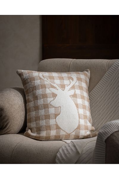 Madame Coco Ombre Throw Pillow Cover - Beige/White - 45X45 cm