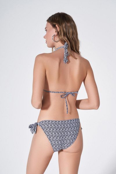 HAREM SUARE Dieppe Frill Triangle Cut Bikini Set Black Floral Pattern