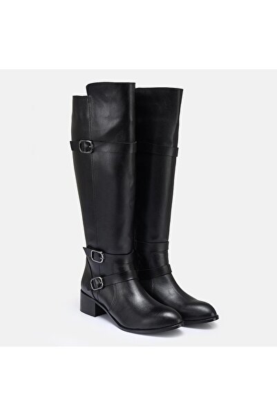 37Numara BÜYÜK NUMARA KADIN ÇİZME TOKALI 41-42-43-44-SİYAH CİLT