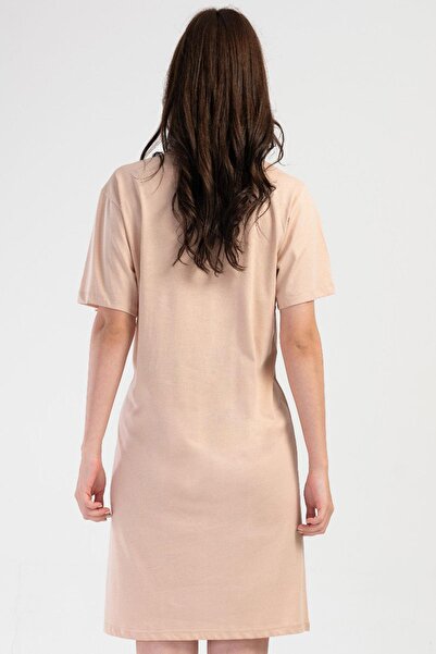 VİENETTA Cămașă de noapte bej pentru maternitate și maternitate cu mânecă scurtă pentru femei C3T8N1O304