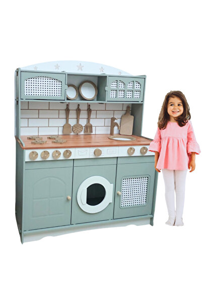 Hedef Ahşap Boyalı Oyuncak Mutfak (LED HEDİYELİ)