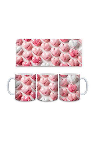 Evion 3D Design Porcelain Mug with Heart - Gift Mug - Printed Mug