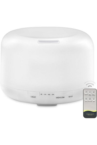 COOYA 7-Colour LED Light Lamp Aroma Diffuser Essential Oil Air Humidifier White 500ml