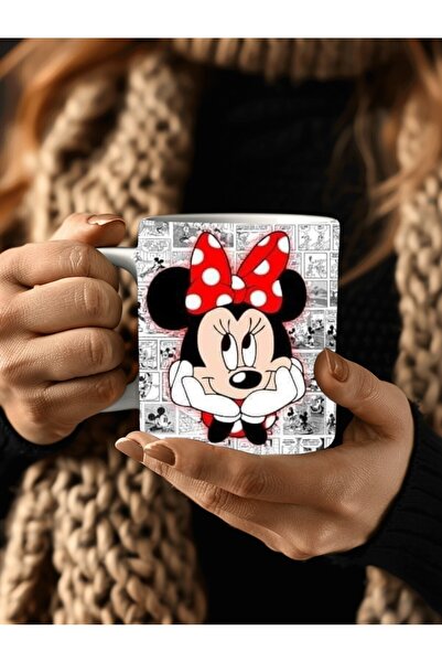 Evion Mickey Mouse Baskılı 3D Tasarım Porselen Kupa Mug - Hediyelik Kupa Bardak - Baskılı Kupa