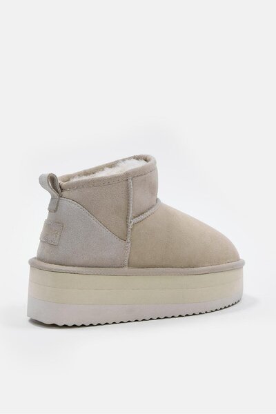 NILUFARR Μπότες Maja Beige από γνήσιο δέρμα με γούνα στο εσωτερικό