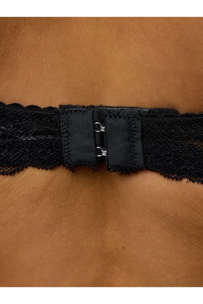 MİSTİRİK Espera Model Soft Textured Underwire Supported Padless Patterned Casual Bustier Black Color