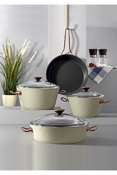 Bonera Diana 7 Piece - Titanium Linen Gray Pot Set