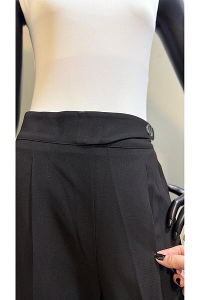 LUMİNYA Black Palazzo Trousers - Relaxed Fit