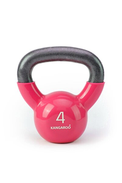 KANGAROO كيتل بيل 4 كجم كانجارو مصنوع من الحديد الزهر الوردي ومغطى بالفينيل