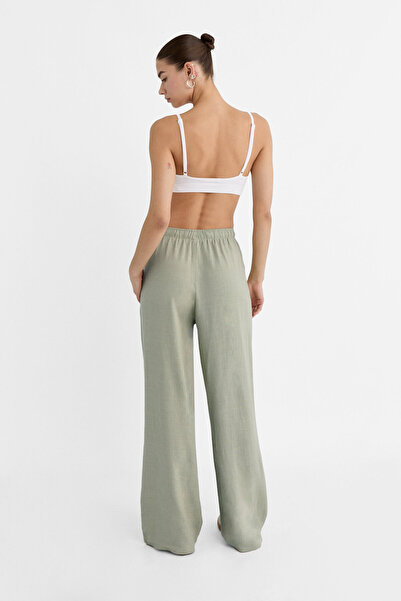 Stradivarius Keten karışımlı bol kesim pantolon