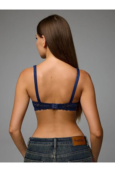 MİSTİRİK Espera Model М'яка тканина з балеринами без підкладки з візерунком Повсякденний бюстгальтер Синій колір