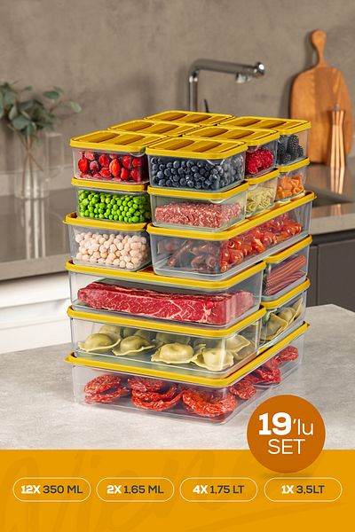 Vienev 19 Orange Refrigerator Organizer - 350ml, 175Lt, 165Lt and 3.5Lt Storage Container