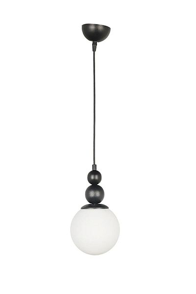 Semboldekor Camber Black Single Chandelier (White Glass)