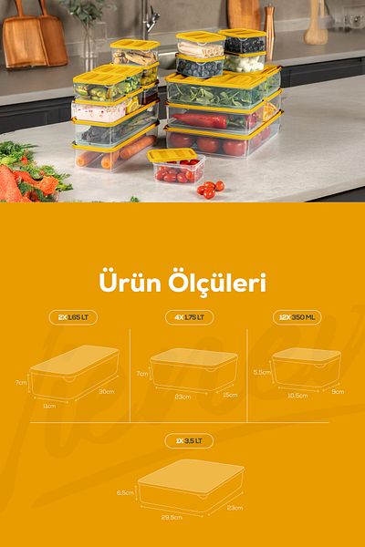 Vienev 19 Orange Refrigerator Organizer - 350ml, 175Lt, 165Lt and 3.5Lt Storage Container