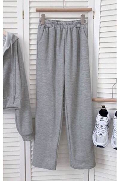 JustBS بنطال رياضي مريح من القطن للنساء باللون الرمادي