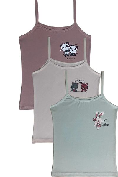 MİO ESTİLO 3-Piece Girl's Rope Strap Undershirt
