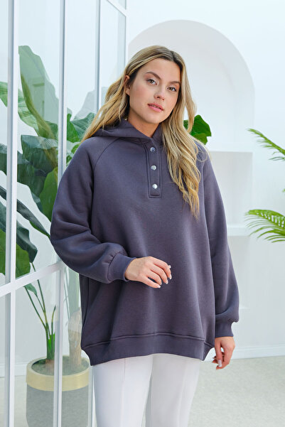 LOCCO Жіночий світшот з капюшоном і димчастим принтом