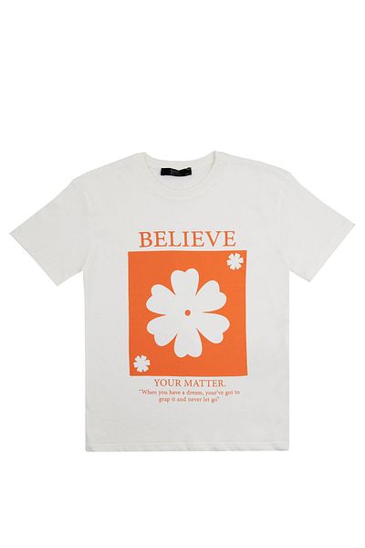 Chandraswear White Printed T-Shirt for Girl - Soft