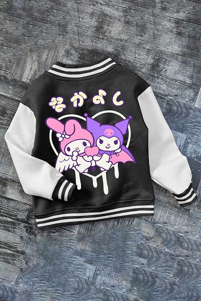 SELF CONTROL Детски принтиран розов плат за колеж и зимно училище Kuromi Melody