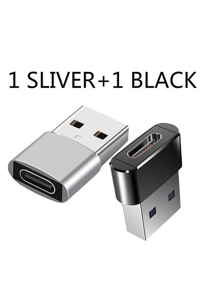 Choice محول OTG من قطعتين فضي وأسود من USB إلى Type C من USB-C ذكر إلى Micro USB Type-c أنثى