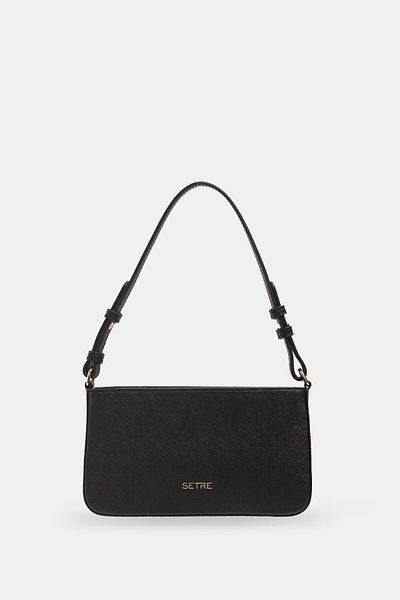 Setre Black Shoulder Bag with Strap - Belt Detail