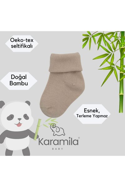 KARAMİLA 12 Pack Natural Bamboo Baby Socks / Newborn Baby Socks