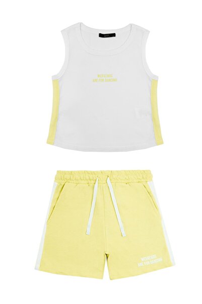 Chandraswear Girl's Yellow Shorts Tshirt Suit - College