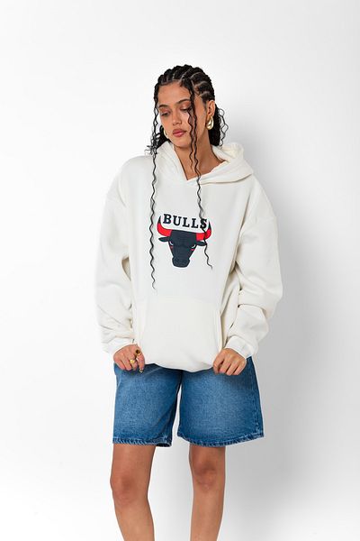 Bak Moda Hanocă albă unisex oversize cu imprimeu Bulls