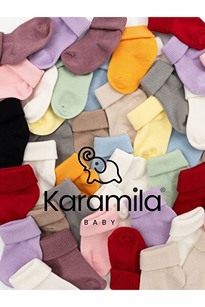 KARAMİLA 12'li Doğal Bambu Bebek Çorap / Yenidoğan Bebek Çorap