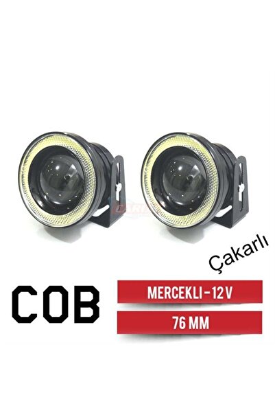 Carub 12v Sis Lambası Mercekli Beyaz Yuvarlak Led Angel Tüp 76 Mm (2 AD)