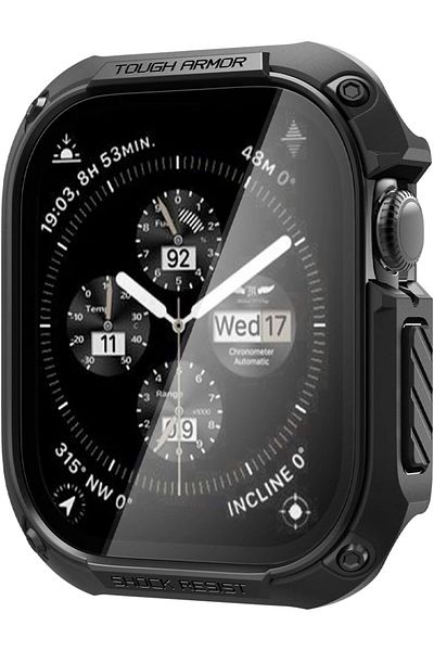 Spigen Tough Armor for Apple Watch Series 10 (46mm) Case with built in Screen Protector - Black