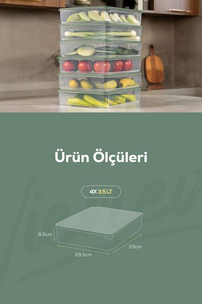 Vienev Green 4-Piece 3.5 Liter Refrigerator - Freezer Organizer, Microwave and Freezer Containers