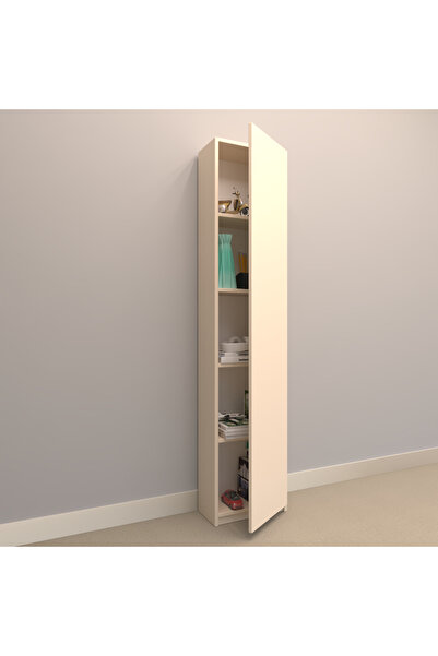 RAFKESTİR Asya Suntalam Kitaplık ( 40 X 180 Cm ) - Kapaklı Krem ( Parlak )