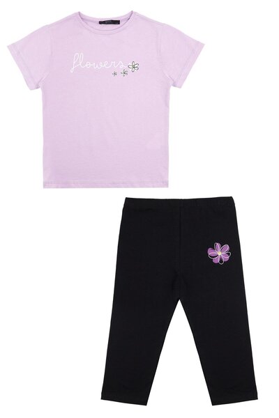 Chandraswear Girl's Purple Tights Tshirt Set - Alden