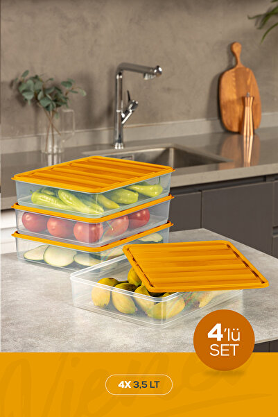 Vienev 4'lü 3,5 Litre Buzdolabı Dondurucu Organizer Mikrodalga Ve Difrize Uyg...