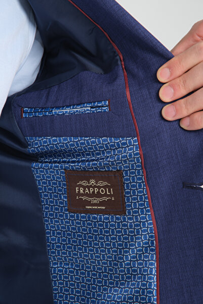 Frappoli Nipoye Ανδρικό Αθλητικό Μπλέιζερ Μπλέ Πλήρως Φόδρα Μονόκλινο Πέτο Slim Fit