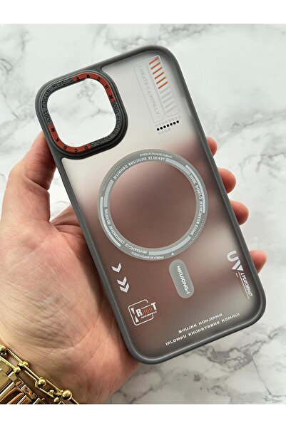 Vip Case İphone 13/14 Ve 15 Ile Uyumlu Kablosuz Şarj Destekli Kamera Çıkıntılı Arkası Buzlu Desenli Tiger
