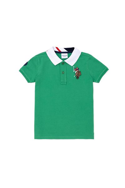 U.S. Polo Assn. Tricou verde de bază cu gât polo pentru băiat 1571305