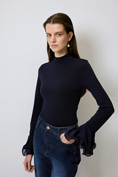 Touché Privé Chiffon Sleeve Knitted Bluz