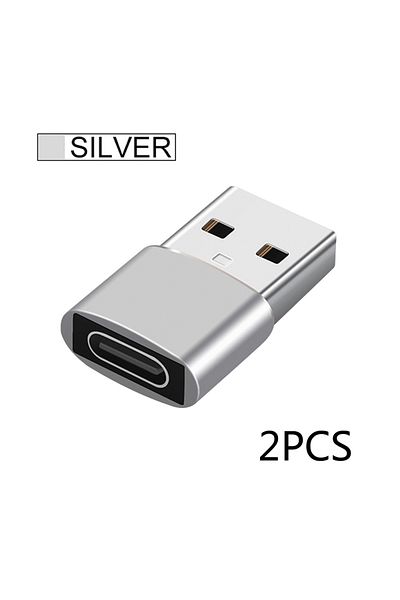 Choice قطعتان فضيتان، قطعتان محول USB إلى Type C OTG، USB USB-C ذكر إلى Micro USB Type-c أنثى، محول لأجهزة M
